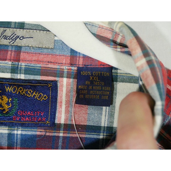 NWT VTG Apparel Workshop Indigo XXL Red Blue Plaid Button Down Shirt Long Sleeve - Picture 7 of 10